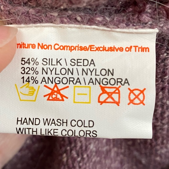 Lake Wear Silk Angora Women’s Size Large Cardigan Pink Purple Embroidered - Picture 9 of 10